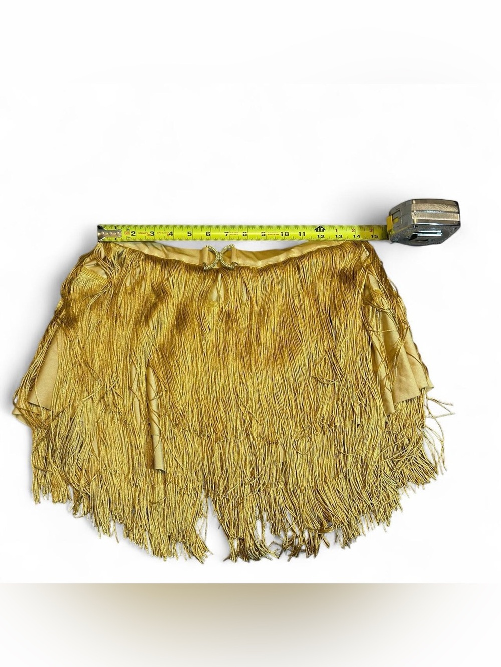 Gold Fringe Mini Skirt Womens Large - Picture 2 of 5